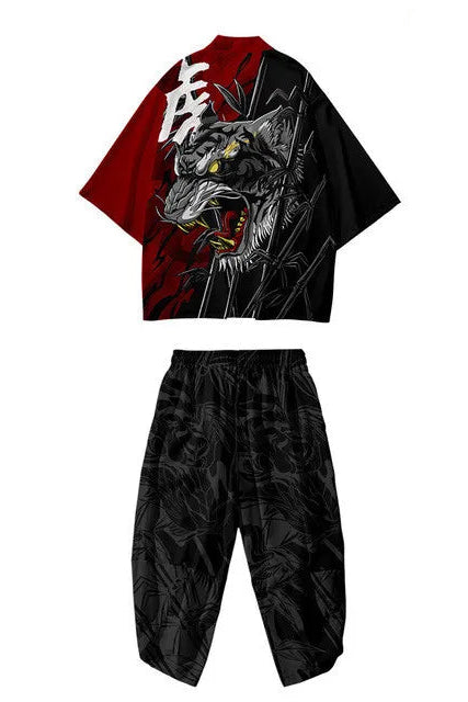 Ensemble Kimono et Pantalon Homme Tigre Noir