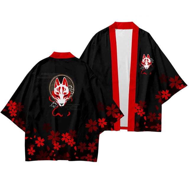 Veste Kimono Relax Garçon Kitsune Masque Rouge