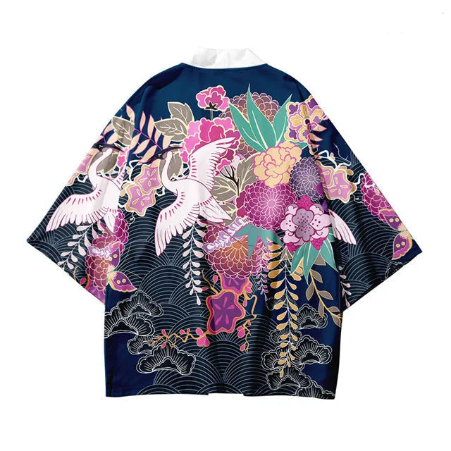 Veste Kimono Relax Garçon Grues et Fleurs