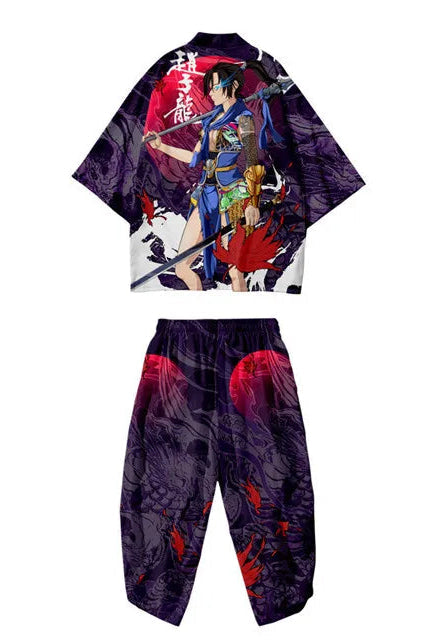 Ensemble Kimono et Pantalon Homme Violet Guerrier