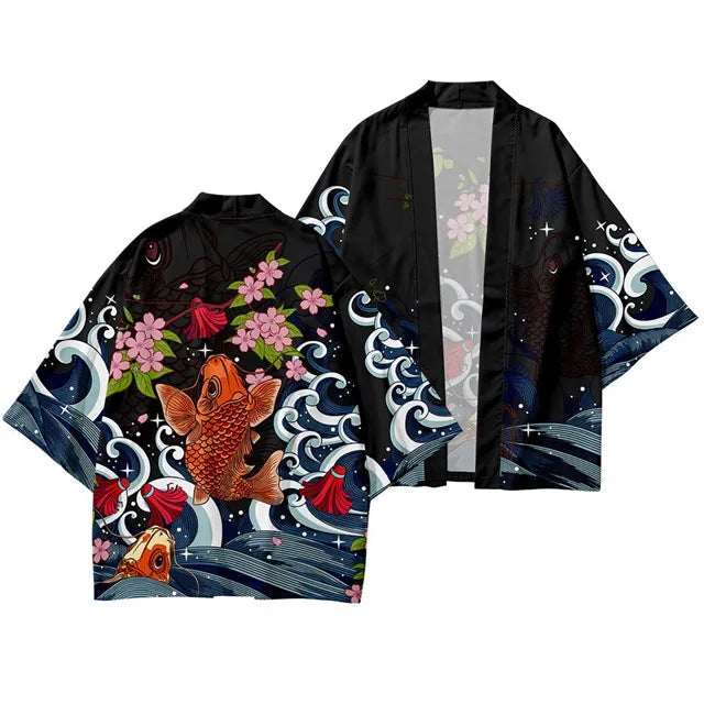 Veste Kimono Relax Garçon Carpe Koi et Sakura