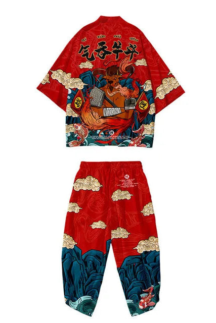 Ensemble Kimono et Pantalon Homme Rouge Buffle