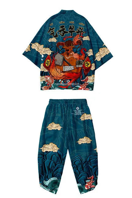 Ensemble Kimono et Pantalon Homme Turquoise