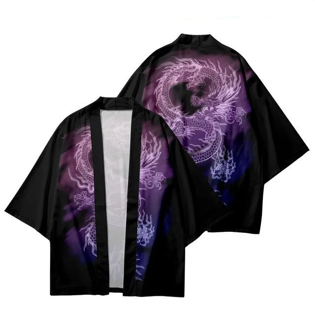 Veste Kimono Relax Garçon Dragon Pourpre