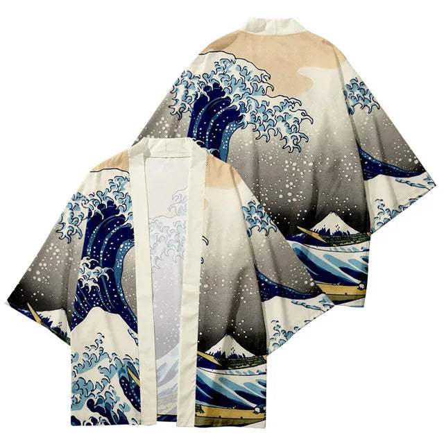 Veste Kimono Relax Garçon Vague Bleu