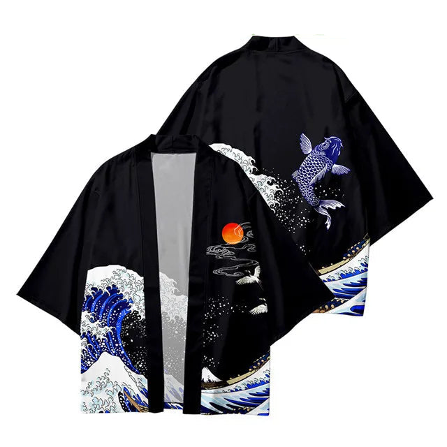Veste Kimono Relax Garçon Carpe Koi Bleu