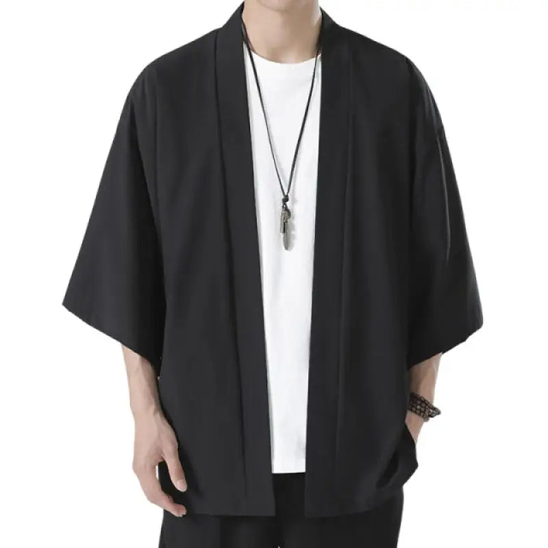 Ensemble Kimono et Pantalon Homme Noir Uni